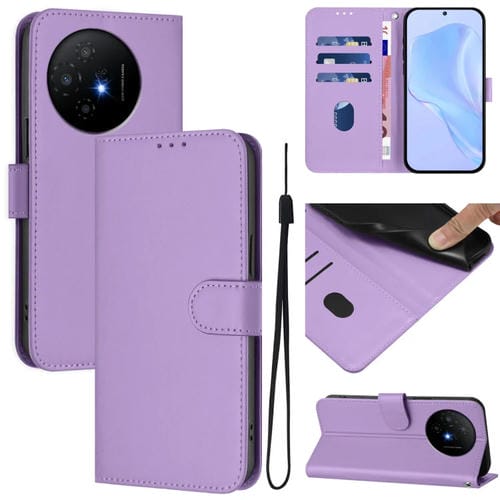 Funda de Piel Sintética con Cordón para Teléfono TCL 50 XL (Morado Lavanda)