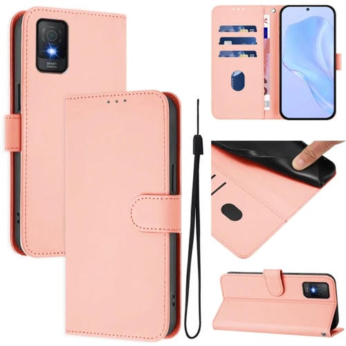 Funda de Piel con Cordón para Teléfono TCL 403 Skin Feel (Rosa)