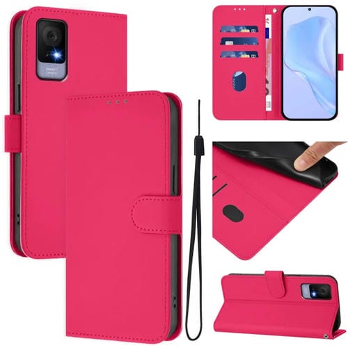 Funda de Piel Sintética con Cordón para TCL 405/406/408 (Rosa y Rojo)