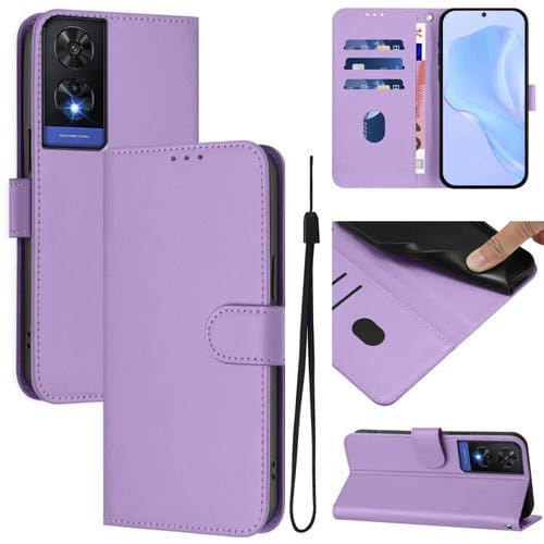 Funda de Piel con Cordón para Teléfono TCL 505 Tacto Piel (Morado Lavanda)