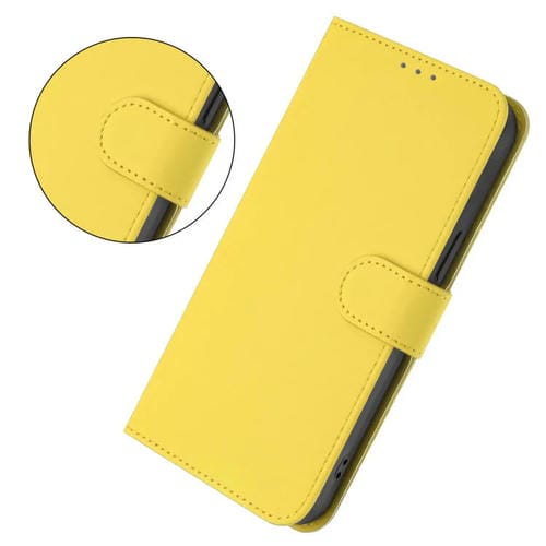 Funda de piel con textura de color liso y cordón para TCL 605/60 SE (amarillo limón)