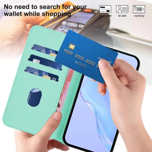 Funda de piel con textura de color liso y cordón para TCL 605/60 SE (verde menta)