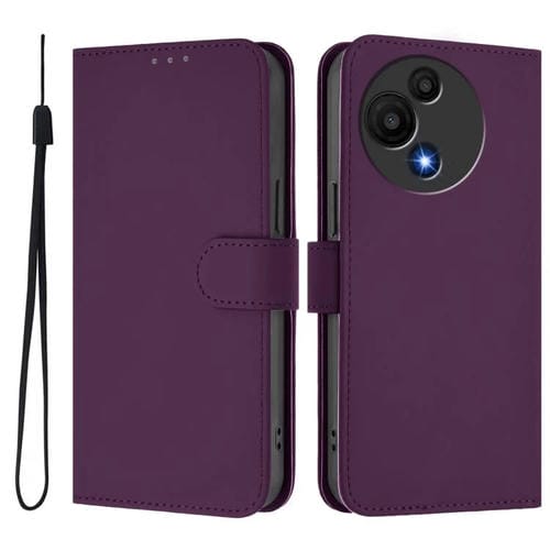 Funda de piel con cordón para TCL 605/60 SE, color liso y tacto suave (violeta)