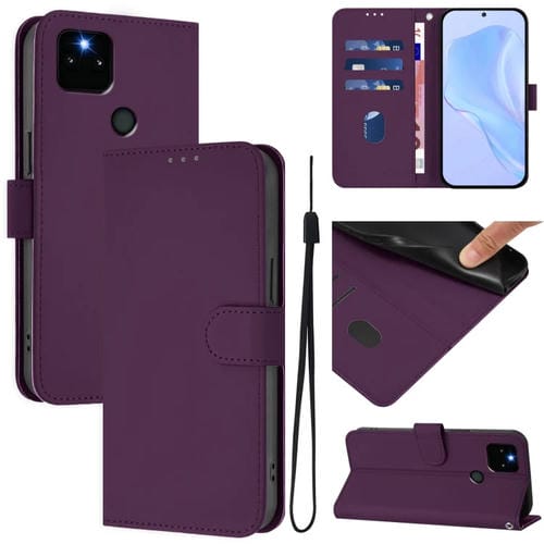 Funda de Piel con Cordón para Google Pixel 5A (Violeta) Diseño Piel Sintética