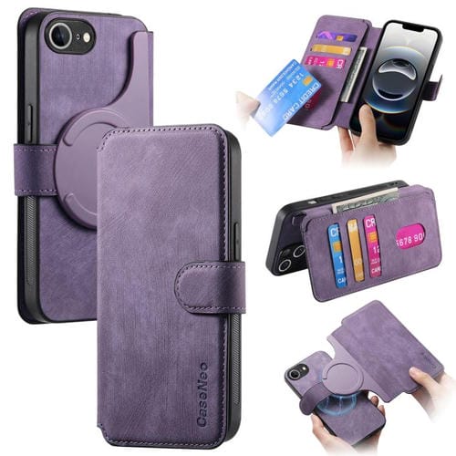 Funda de Cuero Retro Antirrobo con Rfid y Magsafe para iPhone 16E (Morado)