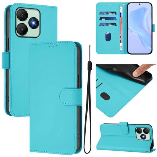 Funda de Piel con Cordón para Teléfono Wiko T20 Skin Feel (Azul Lago)