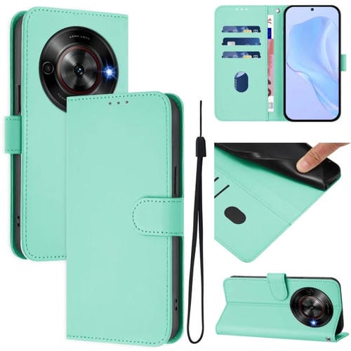Funda de Piel Sintética con Cordón para ZTE Blade A75 5G (Verde Menta)