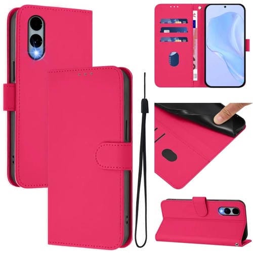 Funda de Piel Sintética con Cordón para Teléfono Fujitsu Arrows We2/F-52E (Rosa)