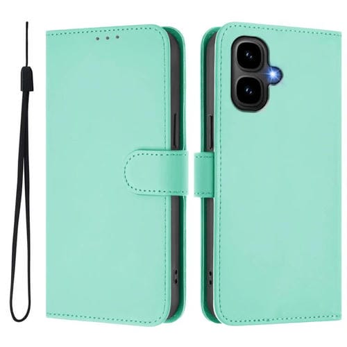Funda de piel con cordón para Tecno Pop 10, color liso y tacto suave (verde menta)