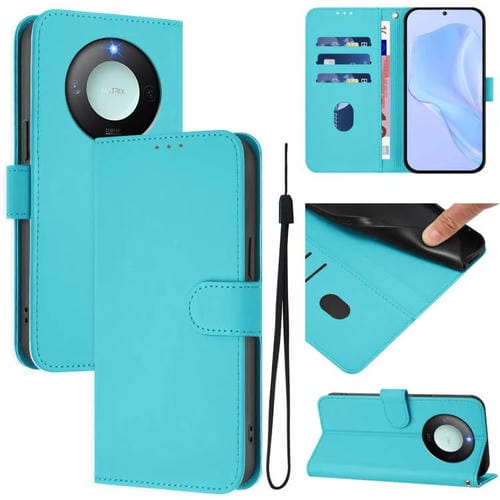 Funda de Cuero con Cordón para Honor X9C Smart Global Skin Feel (Azul Lago)