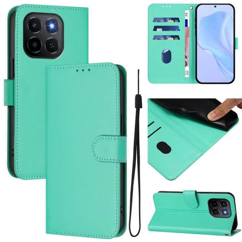 Funda de cuero con textura de piel y cordón para Honor X6C 4G (verde)