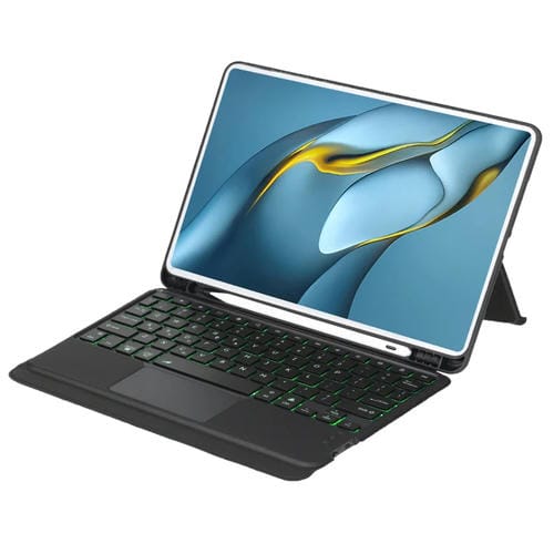 Funda de Cuero con Teclado Bluetooth Retroiluminado Desmontable y Panel Táctil para Huawei Matepad Pro 10.8 (2021/2019) (Negro)