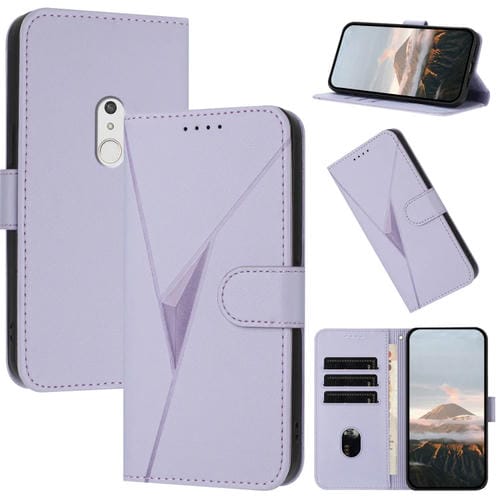 Estuche de Cuero con Hebilla para Fujitsu Arrows Be4 Plus F-41B (Morado Claro)