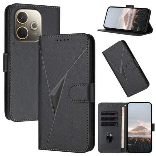 Funda de Cuero con Hebilla Triangular para Oppo A5 Pro 5G (Negra)