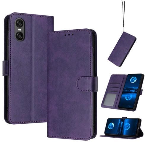 Funda de Piel Sintética con Tapa para Sony Xperia 5 Vi (Morado)