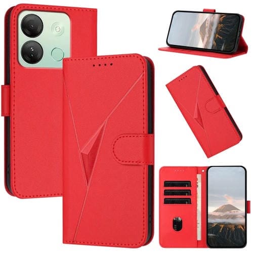 Funda de Cuero con Cierre de Hebilla y Diseño Triangular para Infinix Smart 7 HD (Rojo)