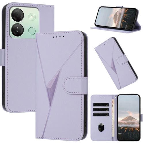 Funda de Cuero con Cierre de Hebilla y Diseño Triangular para Infinix Smart 7 HD (Morado Claro)