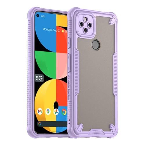 Funda híbrida TPU y PC para Google Pixel 5A con protección glaseada (Morado)
