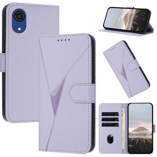 Funda Cuero Samsung Galaxy A03 Core Cierre Hebilla Diseño Triangular (Morado Claro)