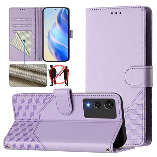 Funda Cuero Rfid Cubot A10 con Relieve en Panal (Morado Claro)