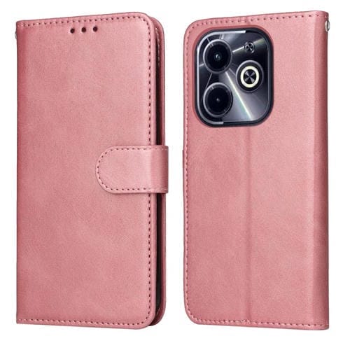 Funda de Piel con Tapa para Infinix Hot 40I (Oro Rosa) Textura Clásica de Becerro