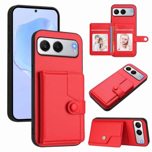 Funda para Teléfono OnePlus Nord Antirrobo con RFID y Tarjetero 4 Botones (Rojo)
