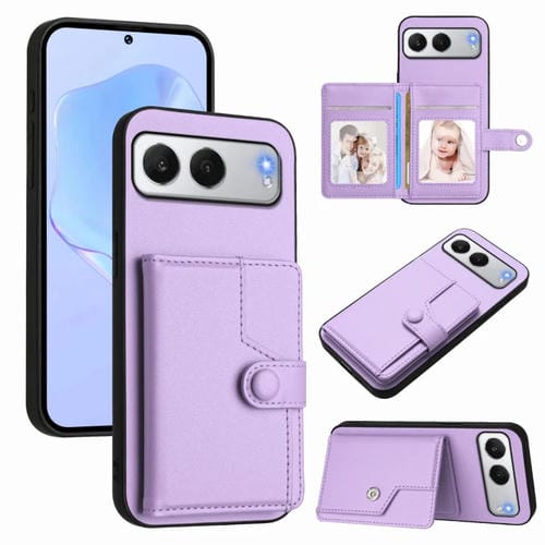 Funda para Teléfono OnePlus Nord Antirrobo con RFID y Tarjetero 4 Botones (Morado)