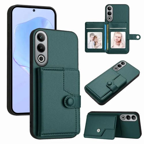 Funda Antirrobo para OnePlus Nord Ce4 con Botón y Tarjetero (Verde)