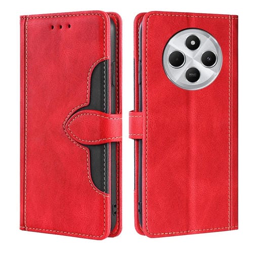 Funda de Cuero con Hebilla Magnética y Tacto Suave para Redmi 14C 4G (Roja)