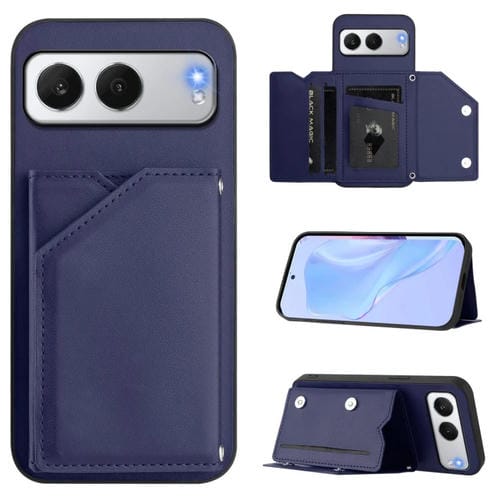 Funda para OnePlus Nord 4 con 4 Ranuras para Tarjetas y Correa para Muñeca (Azul)