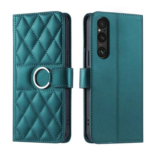 Funda de Cuero con Hebilla de Anillo para Sony Xperia 1 Vi (2024) (Verde)