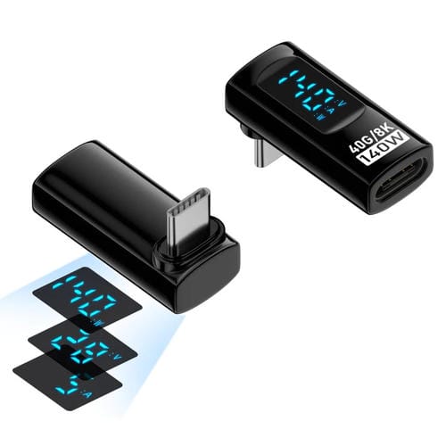 Adaptador Estéreo con Pantalla Digital PD 140 W Tipo C/USB-C a Tipo C/USB-C (Negro)