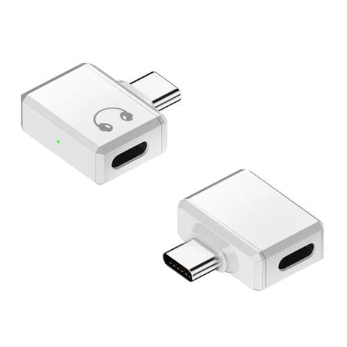 Adaptador de Auricular 8 Pines con Curva Lateral Tipo C USB-C (Blanco)