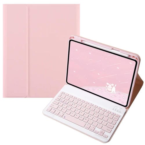 Funda de Cuero con Teclado Bluetooth y Teclas Cuadradas para Infinix Xpad 11" (Rosa)