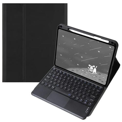 Funda de Cuero con Teclado Bluetooth y Teclas Redondas para Infinix Xpad 11" con Panel Táctil (Negro)