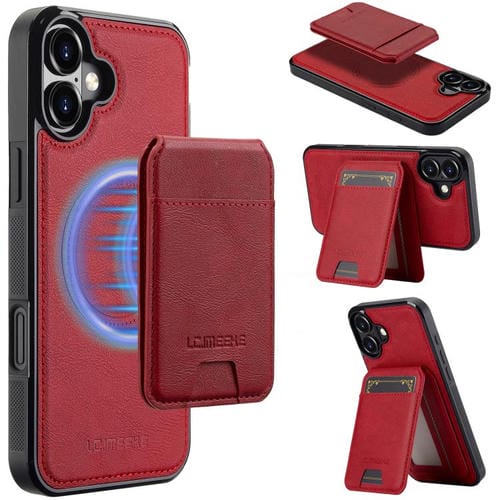 Funda para iPhone 17 LC.IMEEKE L3 con tarjetero RFID desmontable y Magsafe (roja)