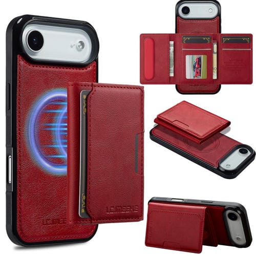 Funda para iPhone 17 Air LC.IMEEKE L5 con tarjetero RFID desmontable y Magsafe (roja)