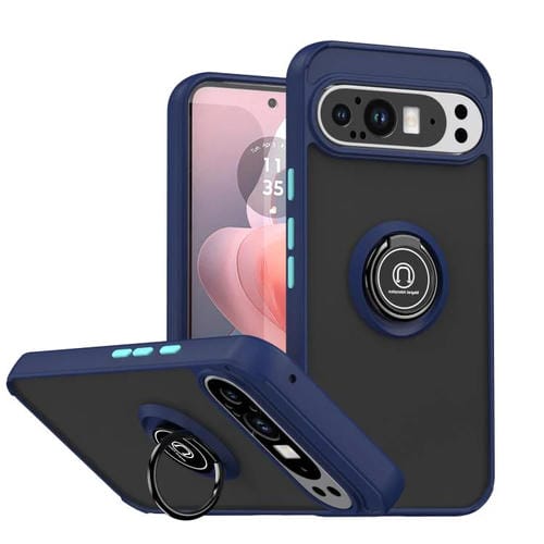 Funda de TPU + PC con anillo para Google Pixel 9 Pro XL Q Shadow 1 Series (azul real)