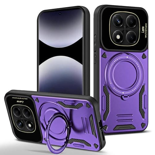 Funda para Redmi Note 14 Pro 4G con soporte MagSafe y ventana grande (morado)