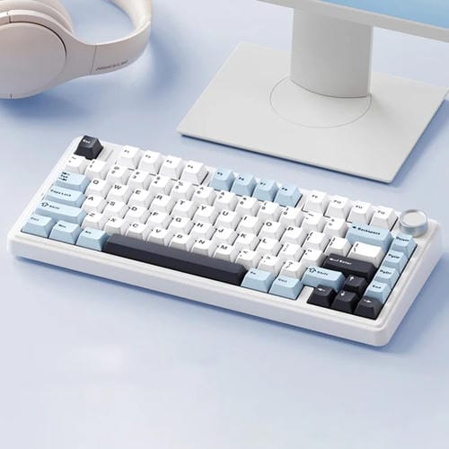 Teclado Mecánico Aula F75 80 Teclas con Cable, 2,4 G y Bluetooth, RGB Personalizado (Azul Glaciar)