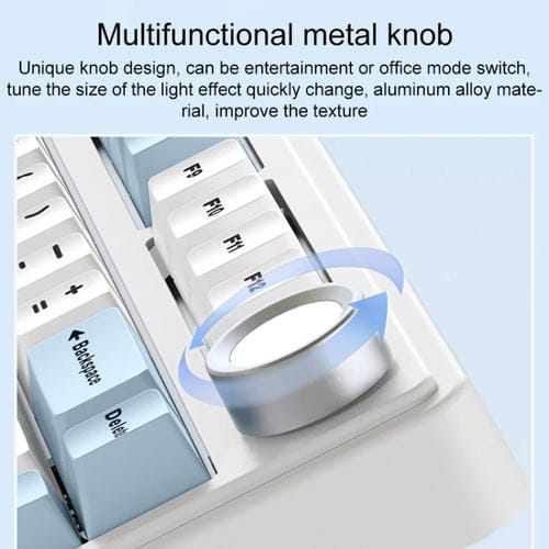 Teclado Mecánico Aula F75 80 Teclas con Cable, 2,4G y Bluetooth, RGB Personalizado (Azul Marino)