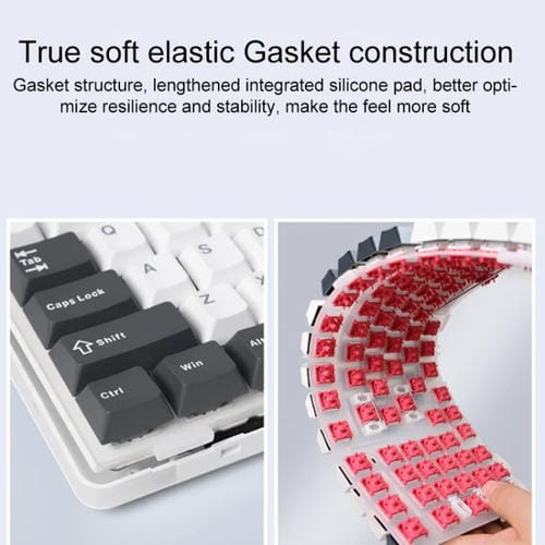 Teclado Mecánico Aula F87 de 87 Teclas con Cable, 2,4 G y Bluetooth, RGB Personalizado (Blanco, Negro y Verde)