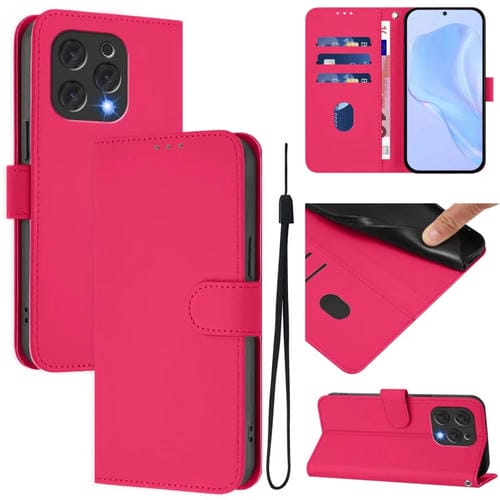 Funda de Piel Sintética con Cordón para Doogee N55 Plus (Rosa y Rojo)