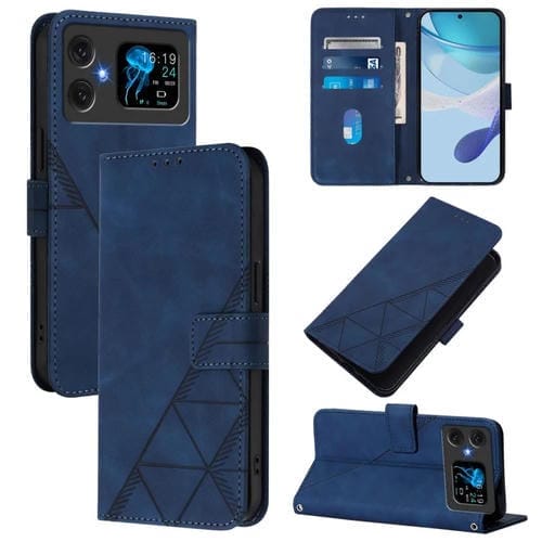 Funda de Cuero con Tapa y Relieve 3D para Cubot A20 (Azul)