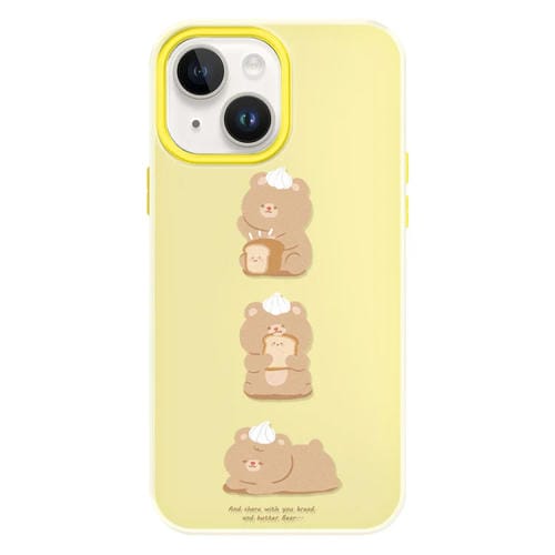 Funda híbrida TPU y PC iPhone 13 Tacto Sedoso (Oso de Pan Amarillo)