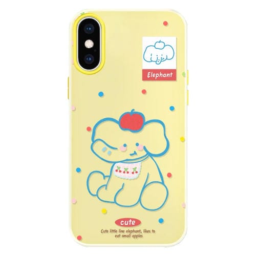 Funda híbrida TPU y PC iPhone X/Xs Elefante de Manzana (Amarillo)