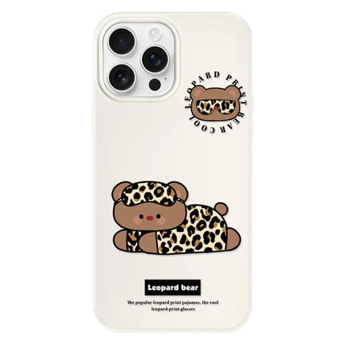 Funda híbrida TPU y Policarbonato iPhone 16 Pro con Tacto Sedoso (Oso Leopardo Blanco)
