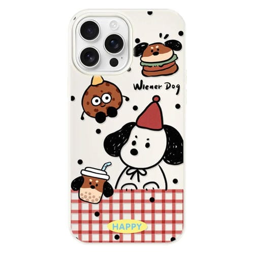 Funda Híbrida TPU Policarbonato iPhone 15 Pro Max Tacto Sedoso (Beige) Diseño Hamburguesa y Perro Salchicha