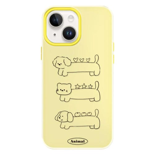 Funda híbrida TPU Policarbonato iPhone 15 Líneas de Animales (Amarillo)