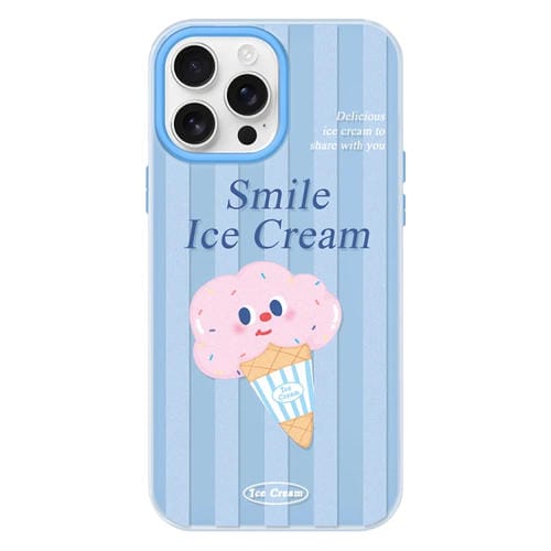Funda híbrida TPU y PC iPhone 13 Pro Max Tacto Sedoso (Helado Sonriente Azul)